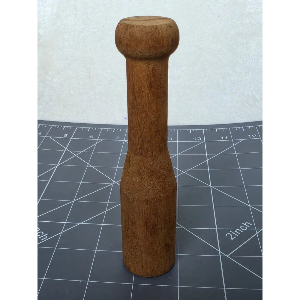 Vintage Hand Carved Wooden Pestle Primitive Rustic Kitchen Herb Grinder Muddler